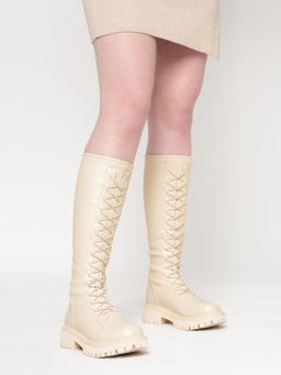 Truffle Collection - Beige Solid Boots