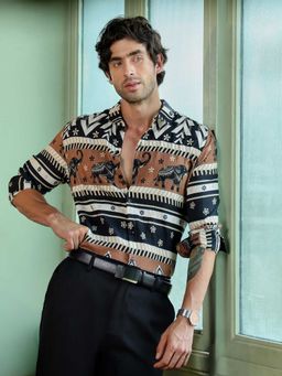 CAHOOT - Men Multi-Color Ethnic Print Casual Full Sleeve Shirt