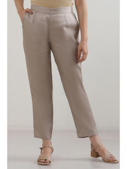 Elleven - Taupe Solid/Plain Mid Waist Pant