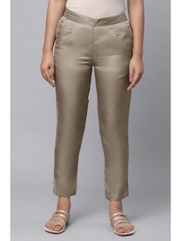 Elleven - Gold Solid/Plain Mid Waist Pant