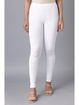 Elleven - White Solid/Plain Mid Waist Leggings