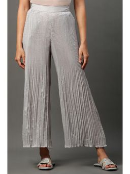 Elleven - Grey Pleated Mid Waist Palazzo