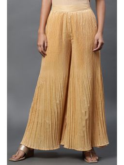 Elleven - Gold Pleated Mid Waist Palazzo