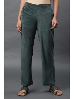 Elleven - Green Solid/Plain Mid Waist Pant
