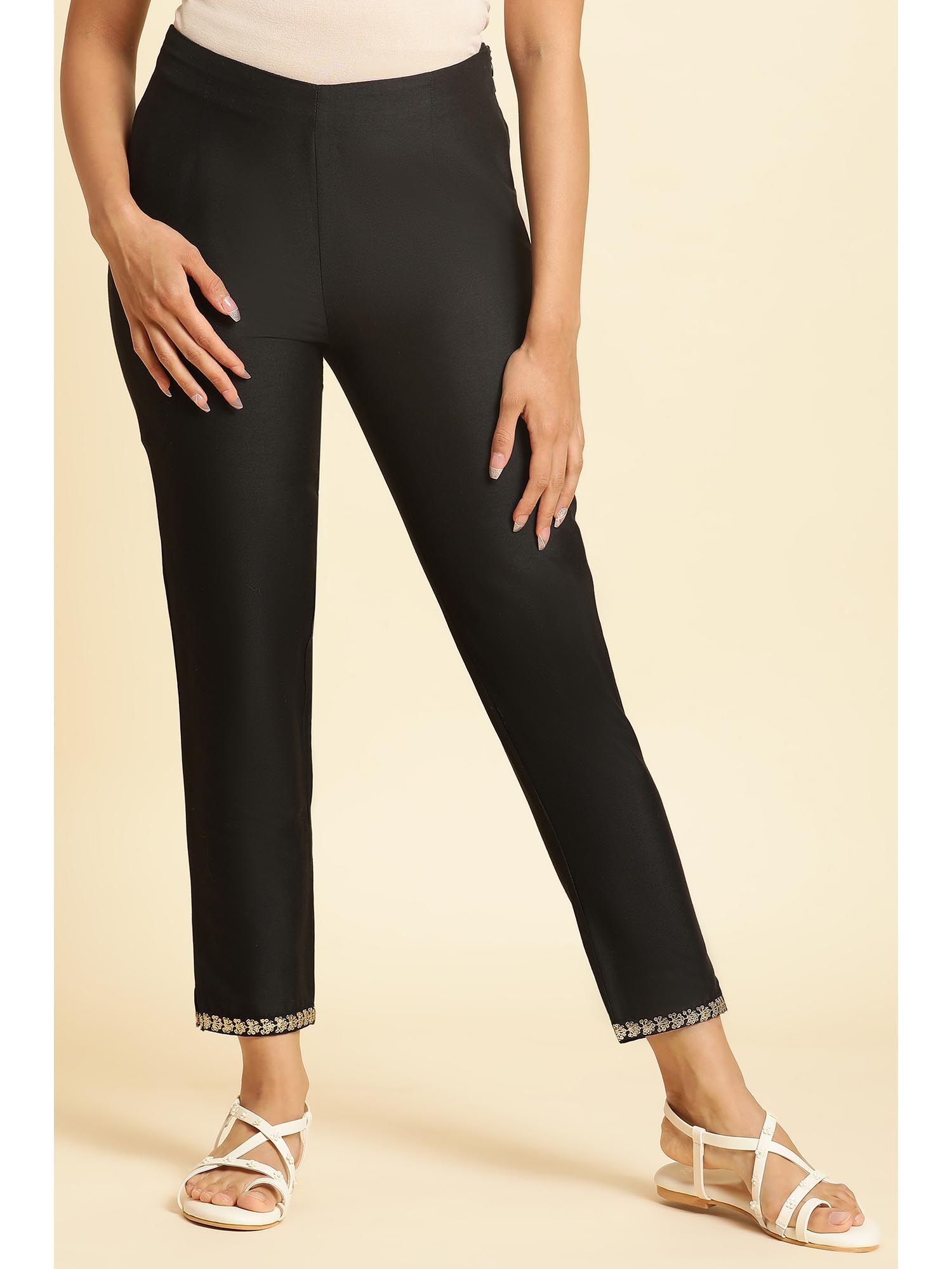 Black Embroidered Mid Waist Pant-picture-25
