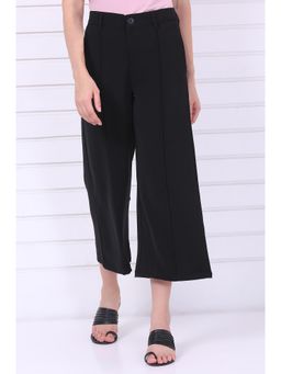 Elleven - Black Solid/Plain Mid Waist Culottes