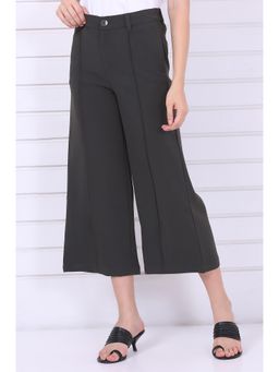 Elleven - Green Solid/Plain Mid Waist Culottes