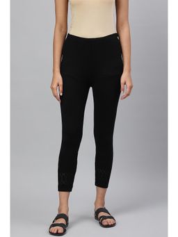 Aurelia - Black Textured Printed High Waist Leggings