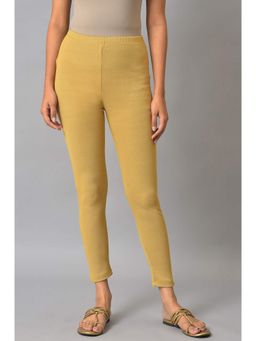 Aurelia - Yellow Textured Printed High Waist Leggings