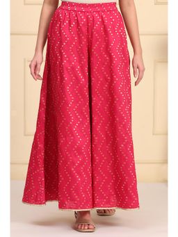 Aurelia - Pink Embroidered Woven Mid Waist Palazzo
