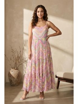 W - Multi-Color Printed Shoulder Straps Dress