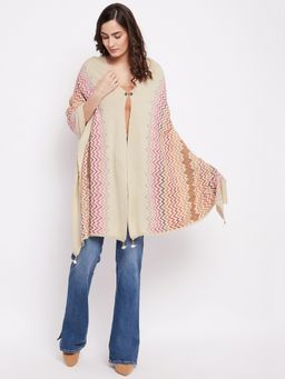 KnitStudio - Beige Abstract Knitted Shawl