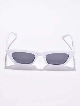 Haute Sauce - Women Grey Lens White Rectangle Sunglasses (55)