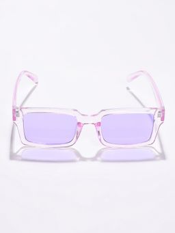 Haute Sauce - Women Purple Lens Clear Rectangle Sunglasses (55)