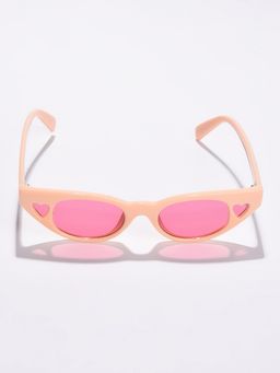 Haute Sauce - Women Pink Lens Cream Cat Eye Sunglasses (60)