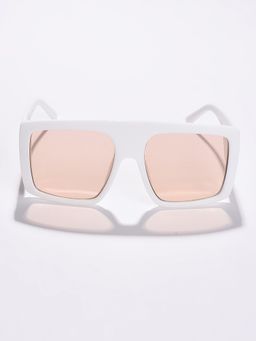 Haute Sauce - Women Orange Lens White Square Sunglasses (65)