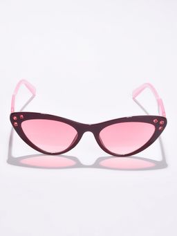 Haute Sauce - Women Pink Lens Black Cat Eye Sunglasses (60)