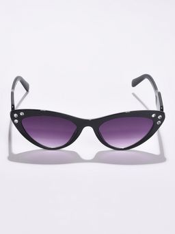 Haute Sauce - Women Purple Lens Black Cat Eye Sunglasses (60)