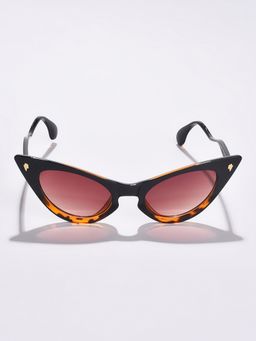 Haute Sauce - Women Brown Lens Black Cat Eye Sunglasses (60)