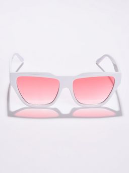 Haute Sauce - Women Pink Lens White Cat Eye Sunglasses (60)