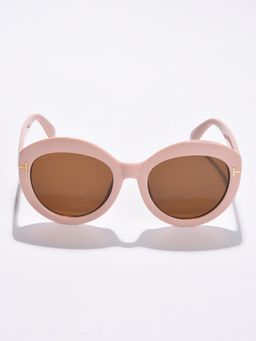 Haute Sauce - Women Brown Lens Peach Oval Sunglasses (45)