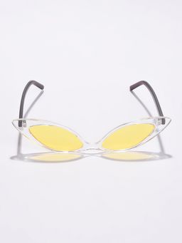 Haute Sauce - Women Yellow Lens White Cat Eye Sunglasses (55)
