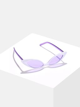 Haute Sauce - Women Purple Lens White Cat Eye Sunglasses (57)