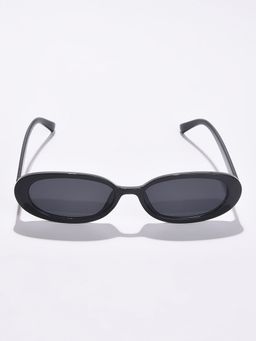 Haute Sauce - Women Grey Lens Black Oval Sunglasses (55)