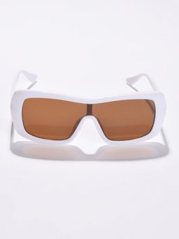Haute Sauce - Women Brown Lens White Rectangle Sunglasses (65)