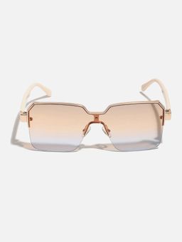 Haute Sauce - Women Brown Lens Gold Rectangle Sunglasses (60)