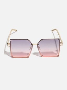 Haute Sauce - Women Pink Lens Brown Rectangle Sunglasses (60)