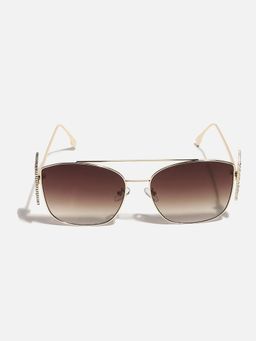 Haute Sauce - Women Brown Lens Gold Wayfarer Sunglasses (60)
