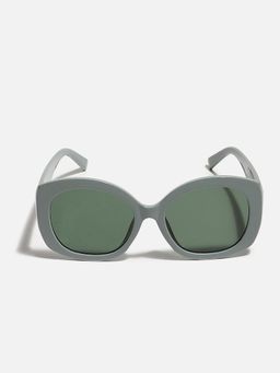 Haute Sauce - Women Green Lens Green Rectangle Sunglasses (55)
