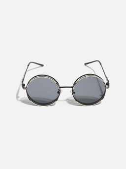 Haute Sauce - Women Grey Lens Black Round Sunglasses (50)