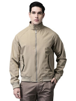 WOODLAND - Men Beige Solid Bomber Jacket