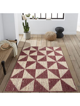 Saral Home - Maroon Cotton Anti-Skid Jacquard Carpet -120x180 Cm