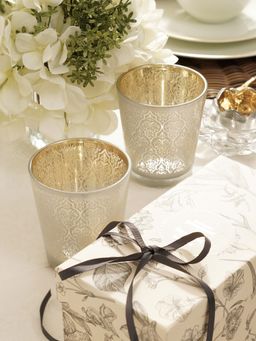 Pure Home + Living - Pearl and Gold Patterned Glass Votives