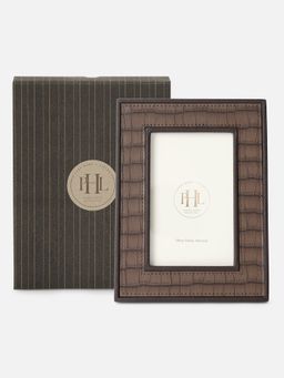 Pure Home + Living - Brown Croco Texture Faux Leather Photo Frame