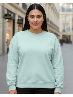 Bewakoof - Women's Cyan Super Loose Fit Plus Size Sweatshirt