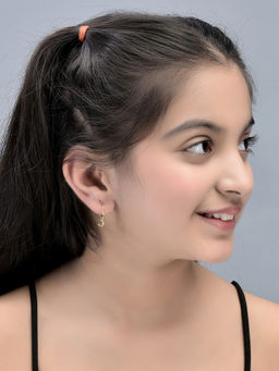 Carlton London - Set Of 2 18Kt Gold Plated With Moon and Star Stud And Hoop Multi-Color Earrings