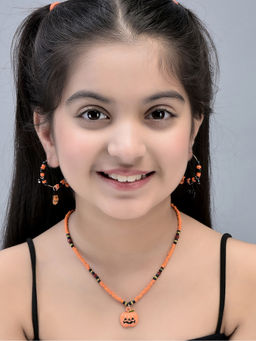 Carlton London - Gold Plated With Dangling Halloween Multi-Color Jewellery Set