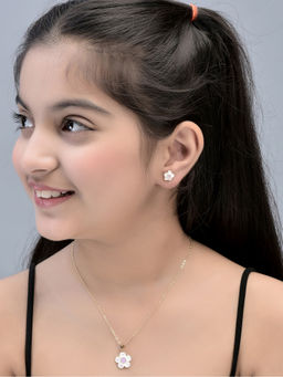 Carlton London - Gold Plated With Floral And Enamel Multi-Color Jewellery Set