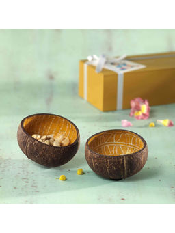 Ellementry - Tidbid Nut Bowl (Set of 2) (Yellow) + Engineered Wooden Box