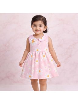 Blumbuds - Pink Girls Floral Print Dress with Bloomer