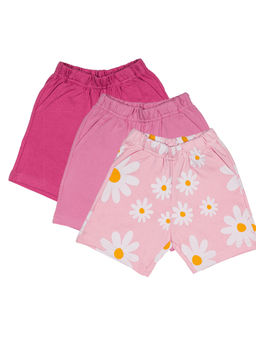 Blumbuds - Pink Girls Floral Print Shorts (Pack of 3)