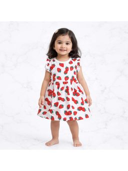 Blumbuds - White Girls Strawberry Print Dress