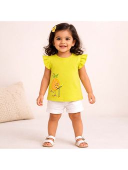 Blumbuds - Yellow Girls Printed Cotton Top