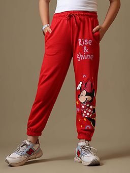 Kidsville - Official Minnie Rise and Shine Girls Joggers-Red