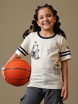 Kidsville - Official Peanuts Racquet Club Embroidery Relaxed Fit T-shirt-Off White