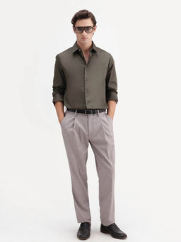 Rare Rabbit - Grey Regular Fit Solid Trouser